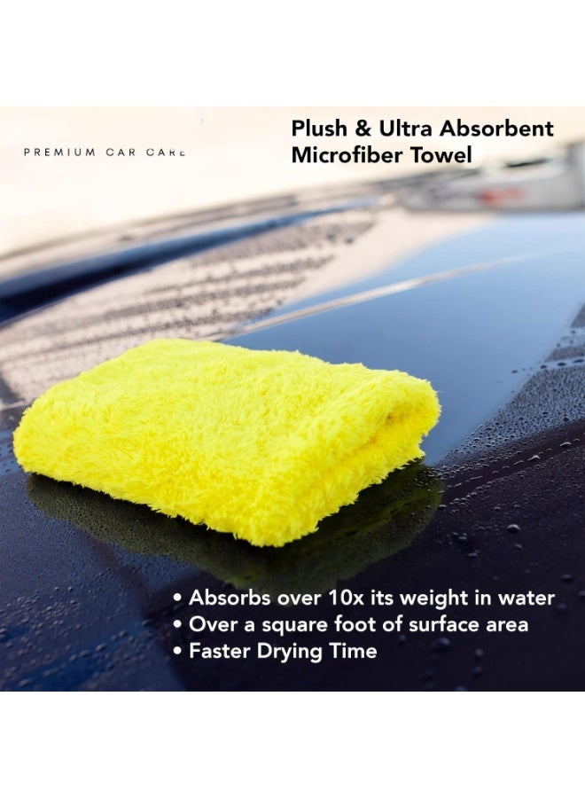 Yellow microfiber car towel - super absorbent - car drying, polishing, polishing cloth and interior detail towel - Image 3